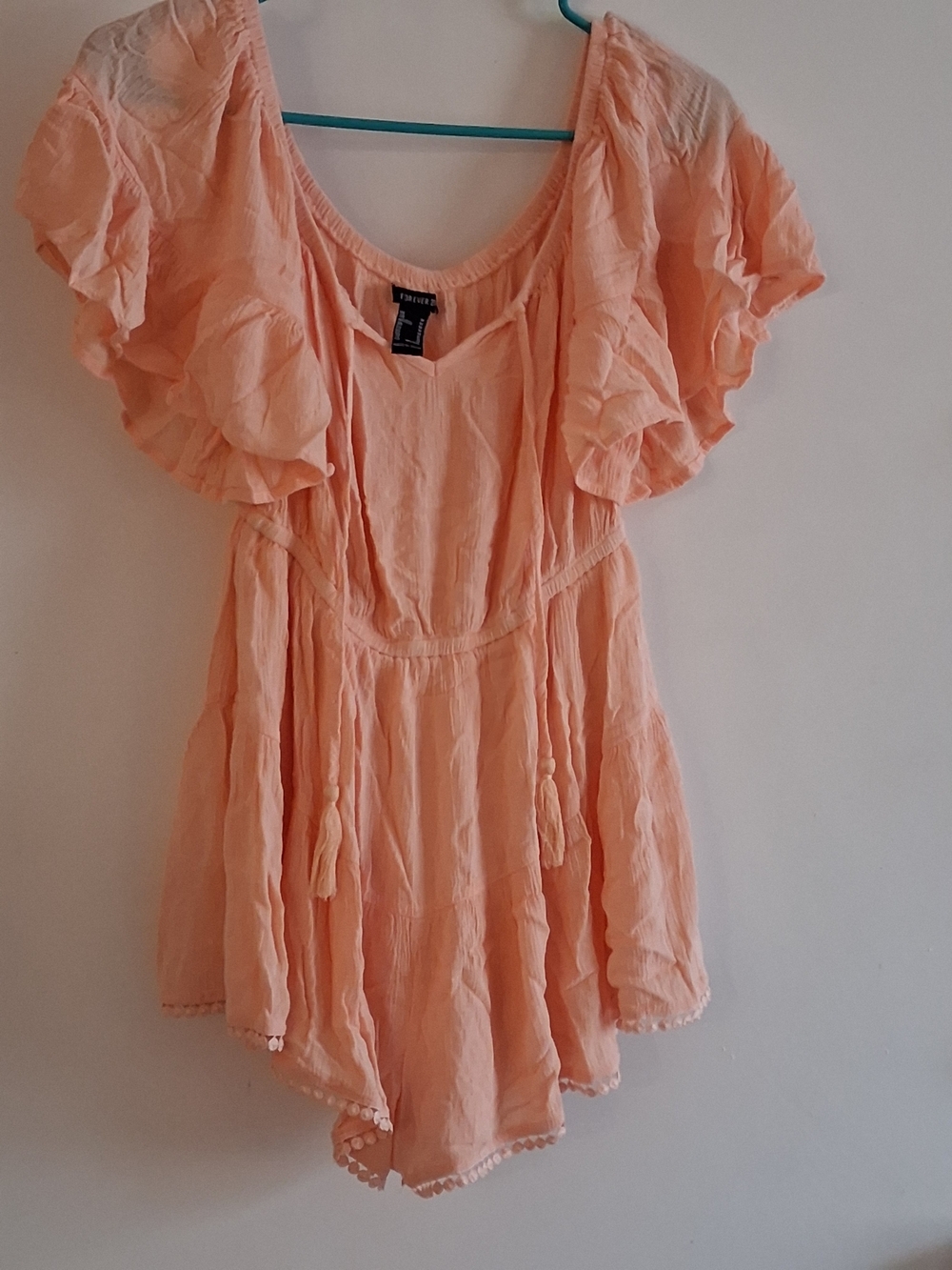 Forever 21 Peach Short Sleeve Romper